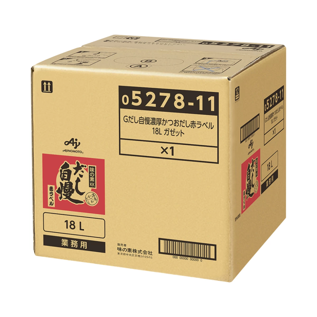 味の素【「だし自慢」濃厚かつおだし赤ラベル18Lガゼット】 AJINOMOTO業務用液体和風だし